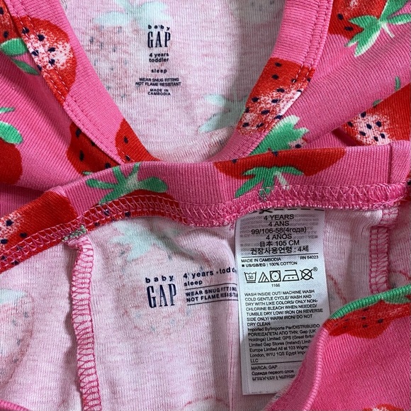 babyGap Organic Cotton Strawberry PJ Set pink 4Y - Picture 3 of 3